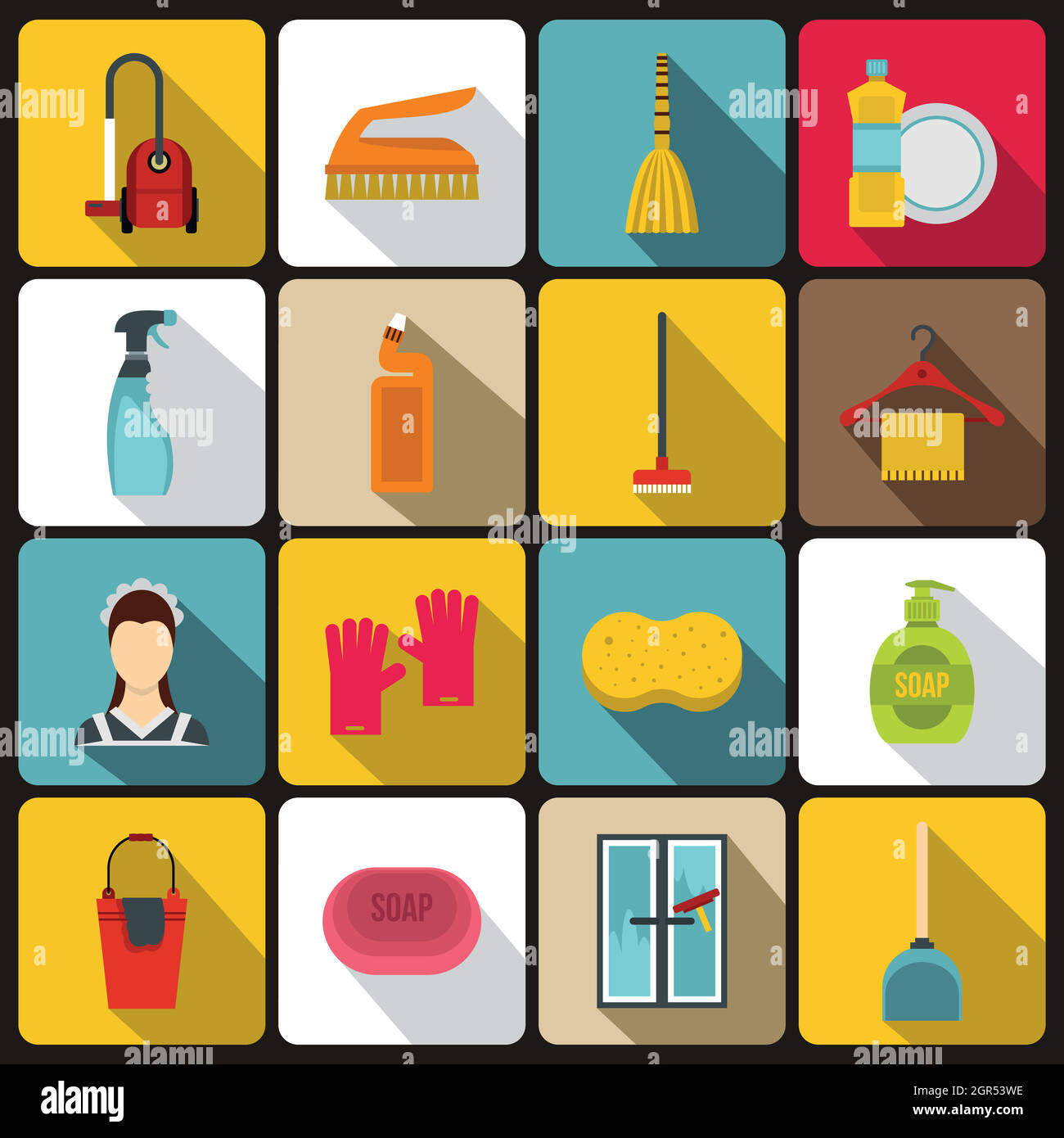 House cleaning icons set, flat style Stock Vector Image & Art Alamy