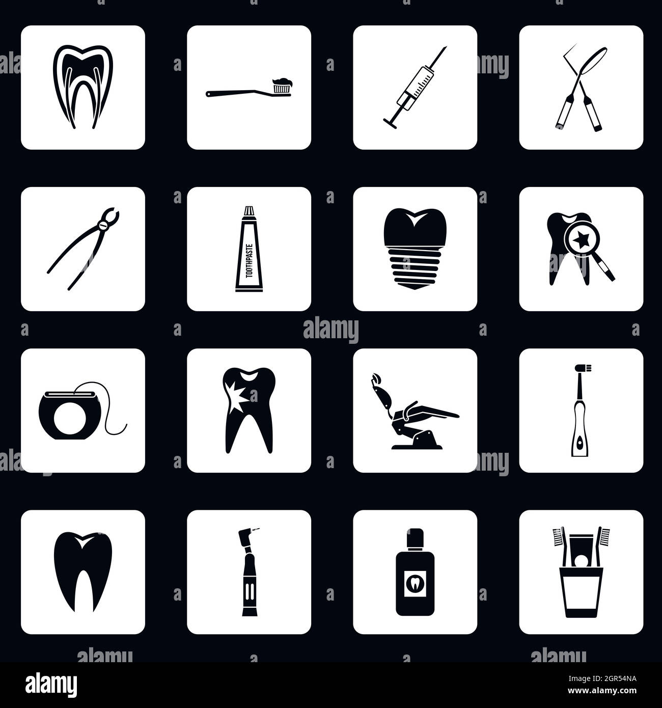 Stomatology icons set in simple style Stock Vector