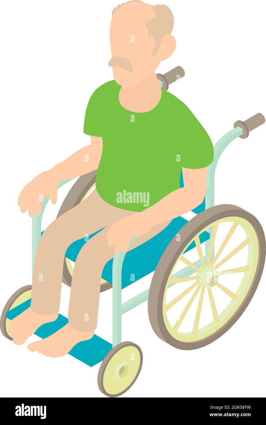 Man sitting on wheelchair icon, cartoon style Stock Vector