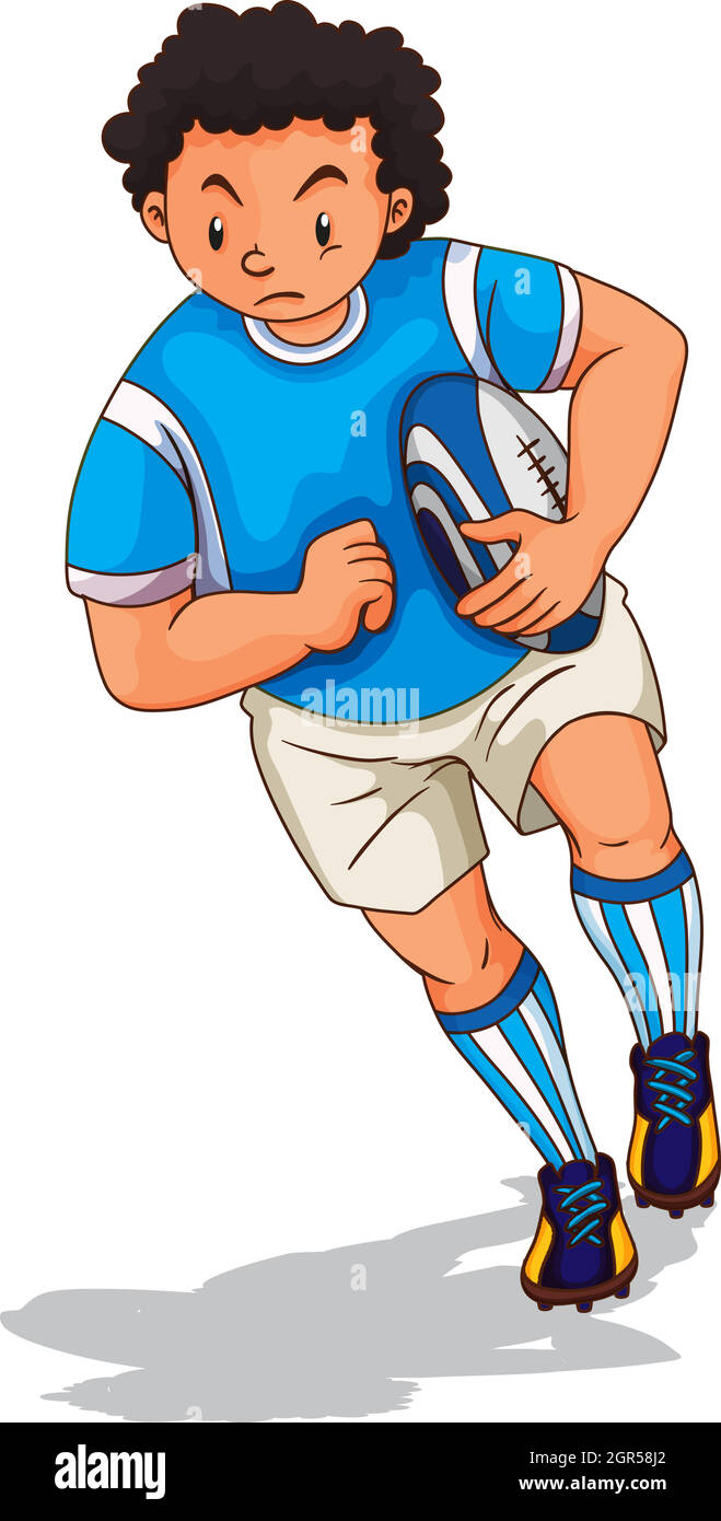 Rugby player holding rugby ball Stock Vector