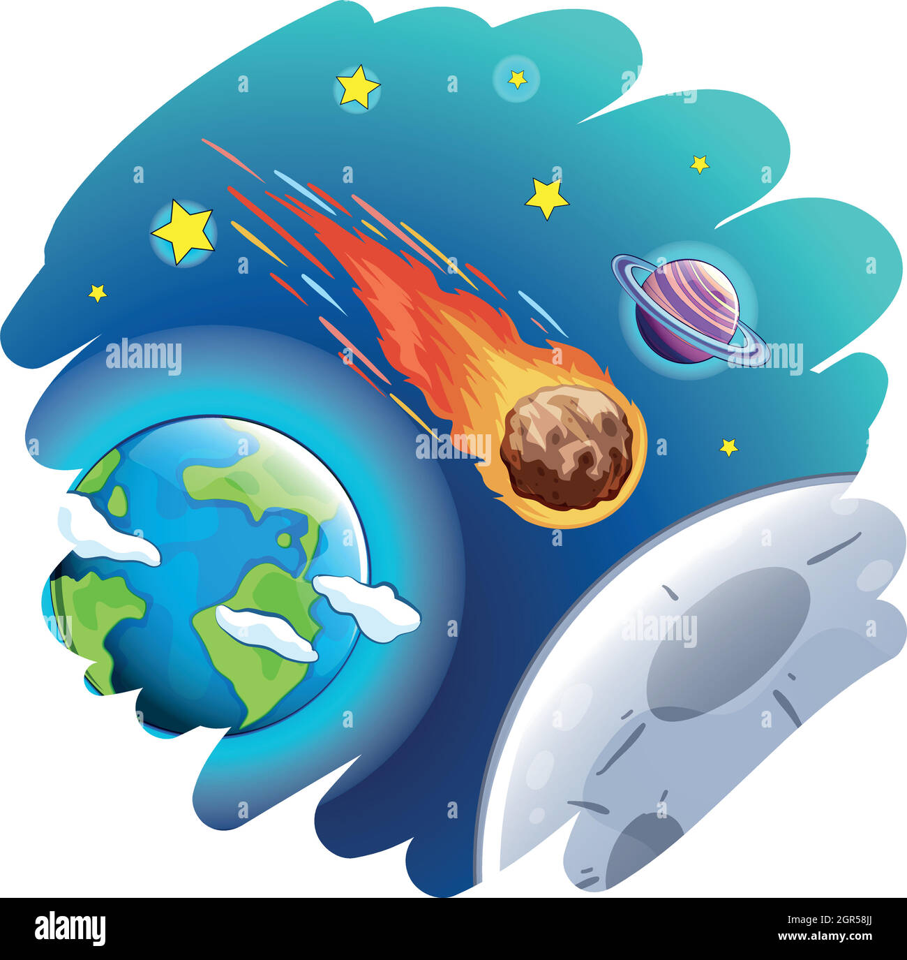 Comet going pass the earth Stock Vector
