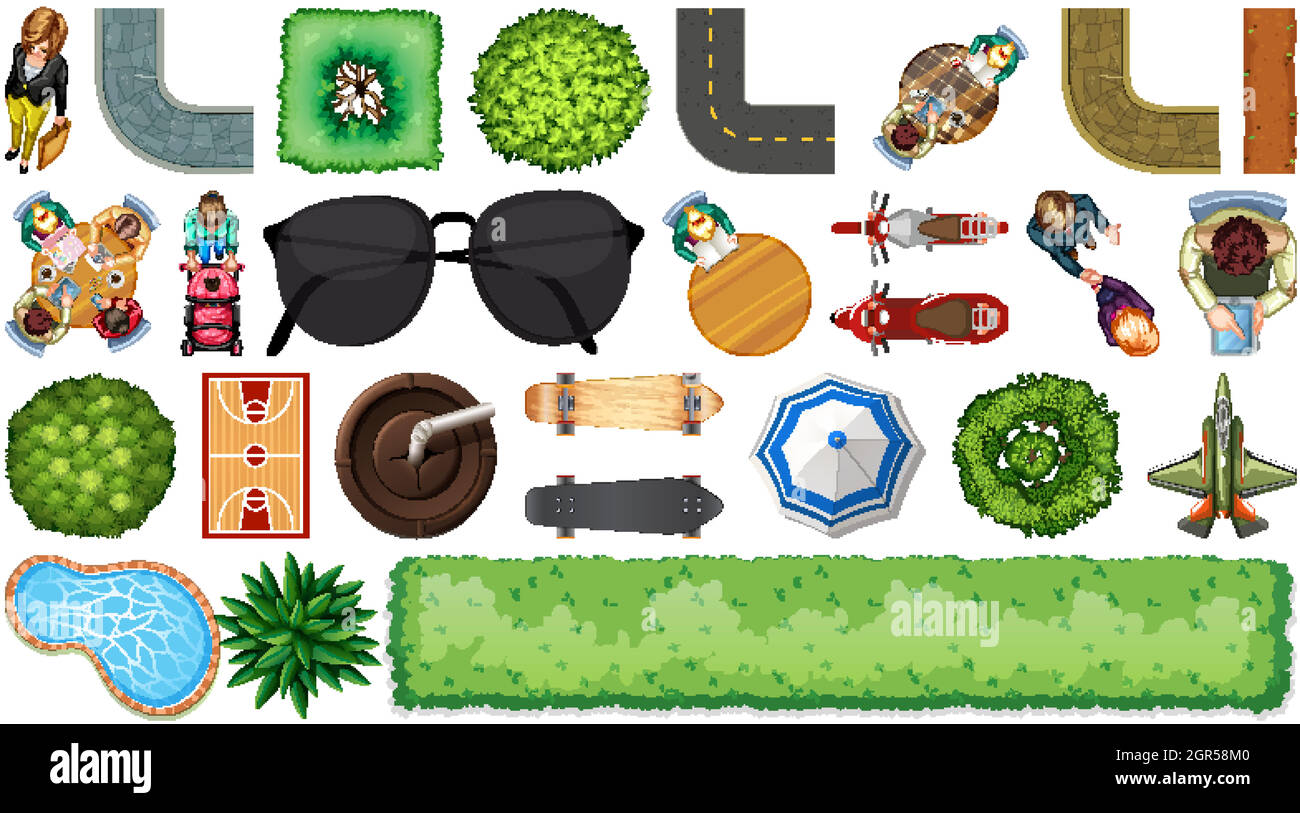 Set of aerial element park decorations isolated Stock Vector Image ...
