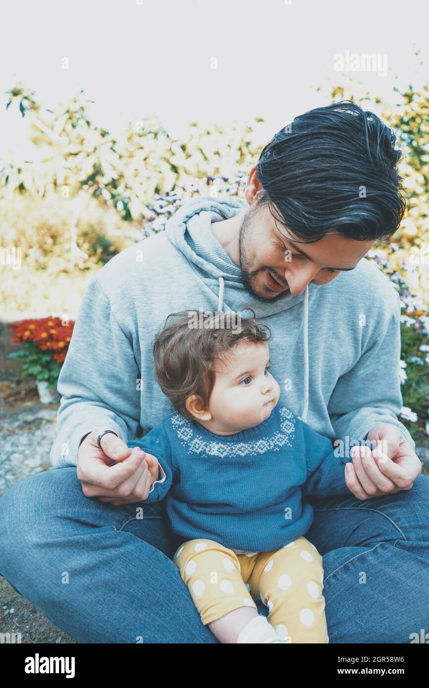 Cute Baby Girl With Father Stock Photo - Alamy