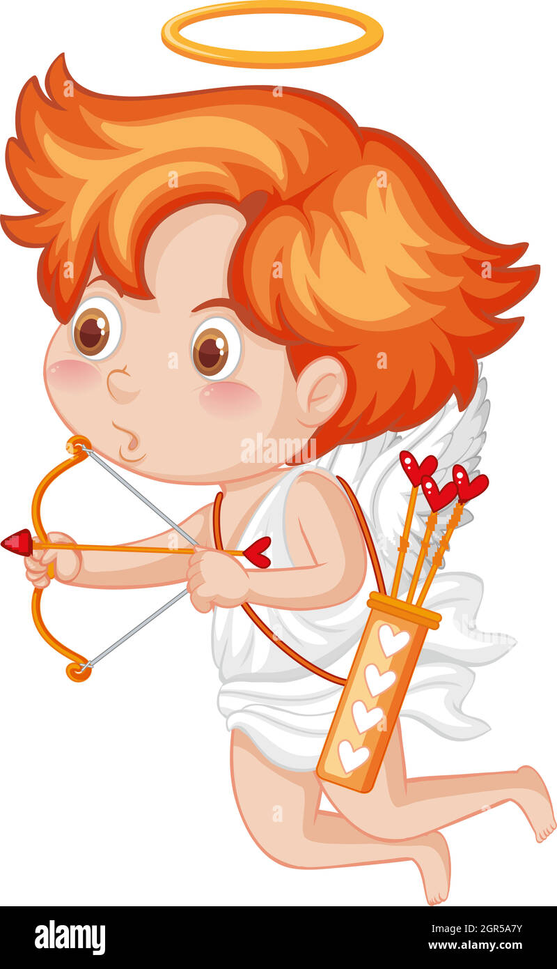 Valentine theme with cupid and heart arrow Stock Vector