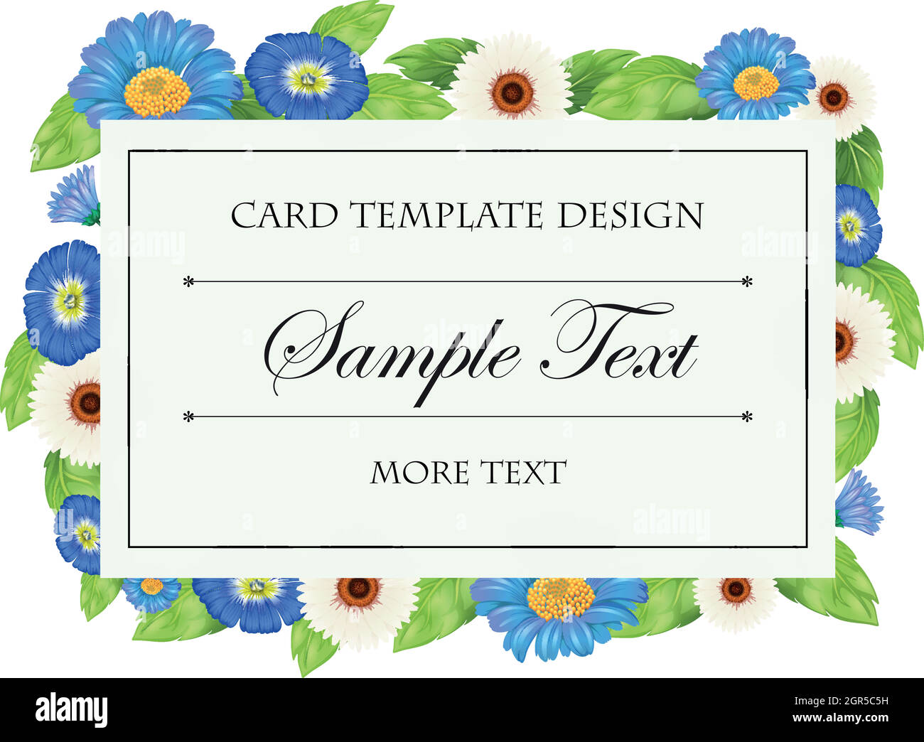 Card template with blue flowers Stock Vector