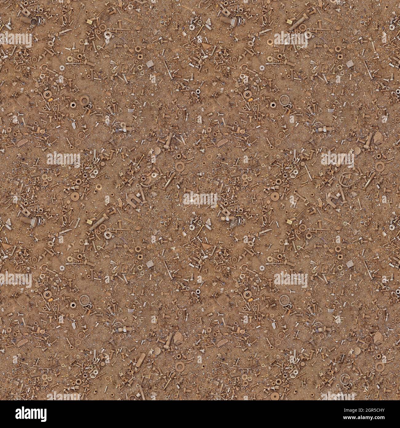 Rusty Nuts and Bolts Seamless Background Texture Stock Photo