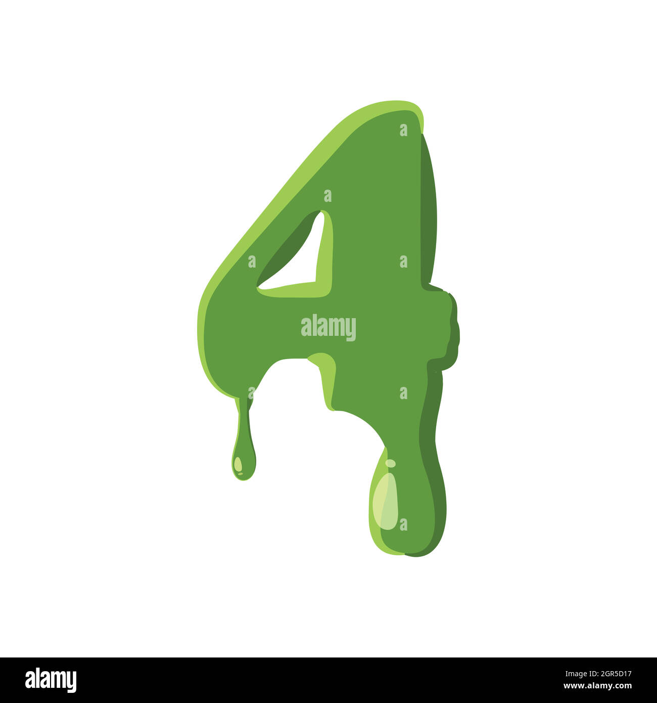 Numder 4 made of green slime Stock Vector