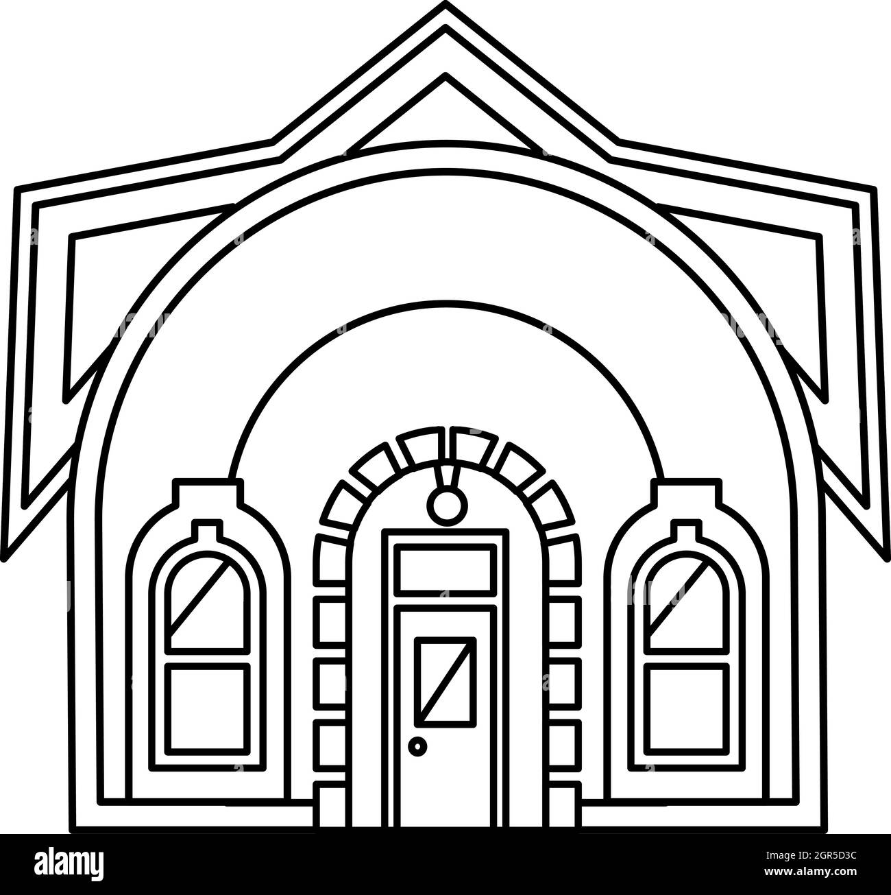 House with round roof icon, outline style Stock Vector