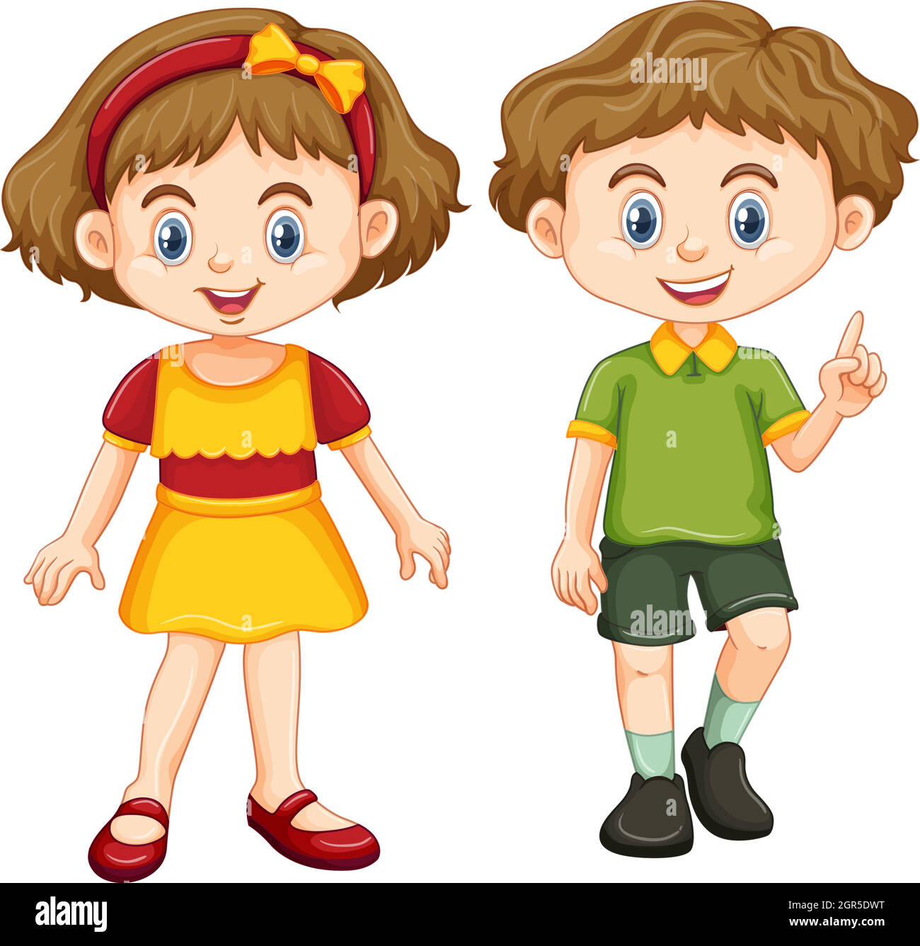 Happy boy and girl standing Stock Vector Image & Art - Alamy
