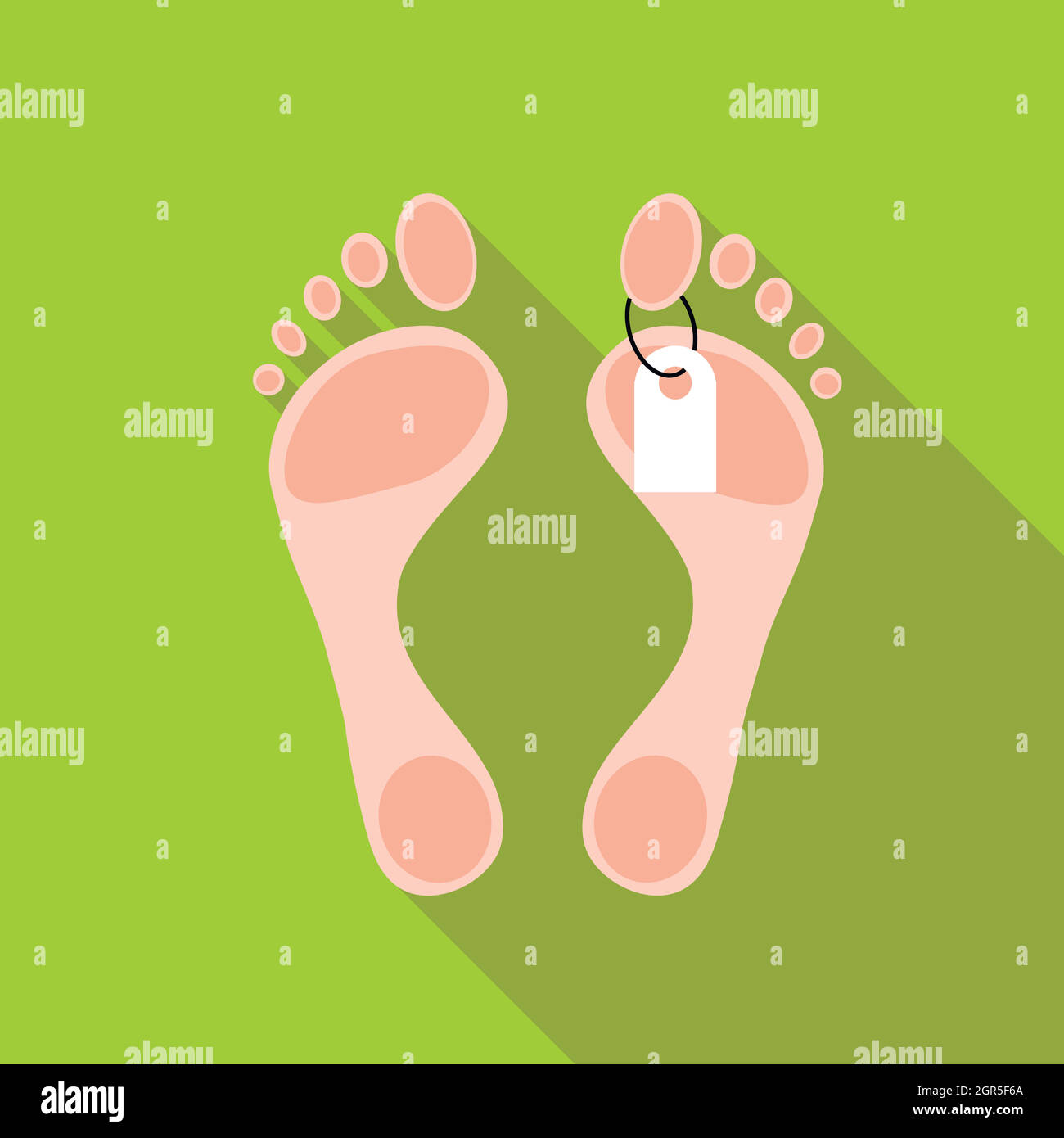 Tag on leg of corpse icon, flat style Stock Vector