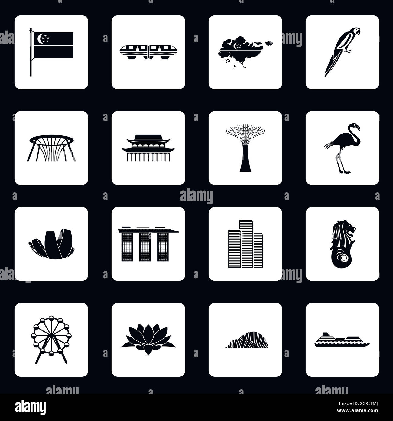 Singapore icons set in simple style Stock Vector Image & Art - Alamy