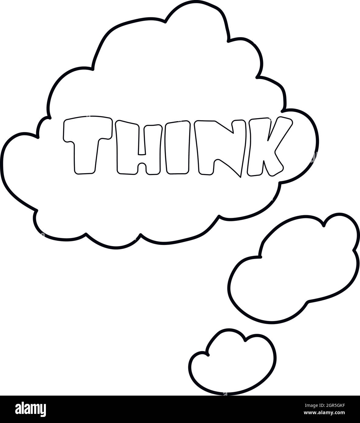 Cloud with think inscription icon, outline style Stock Vector