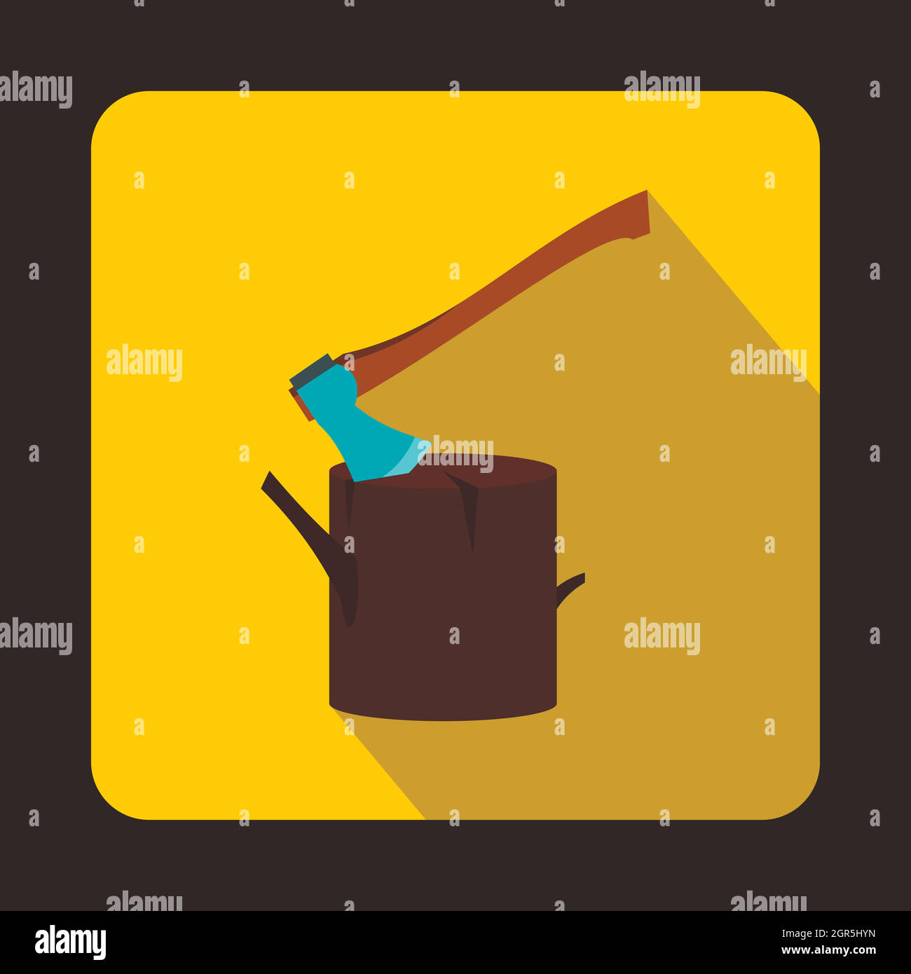Stump with axe icon, flat style Stock Vector Image & Art - Alamy