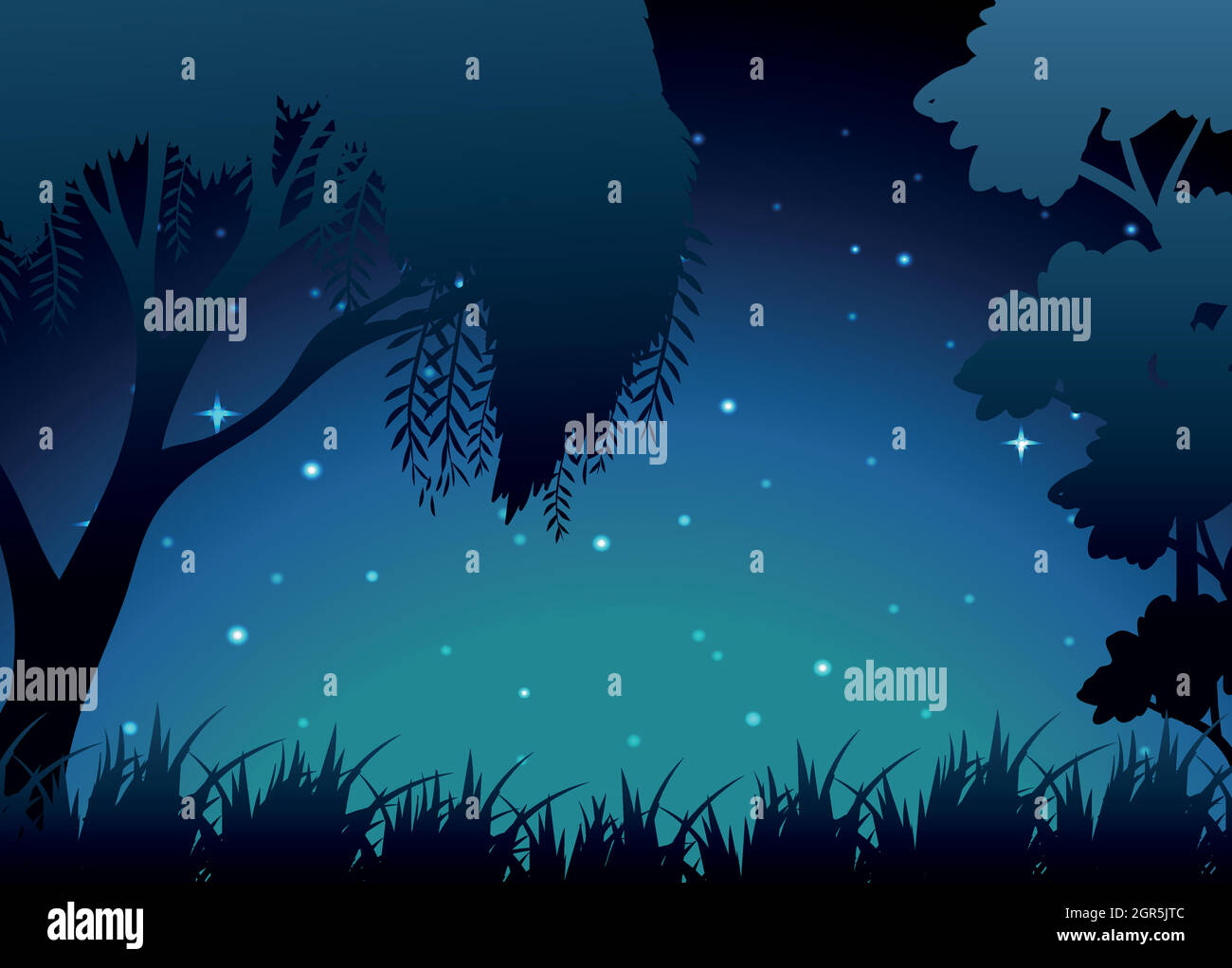 Scene of forest at night Stock Vector Image & Art - Alamy