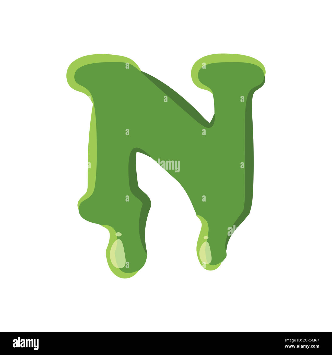 Letter N made of green slime Stock Vector