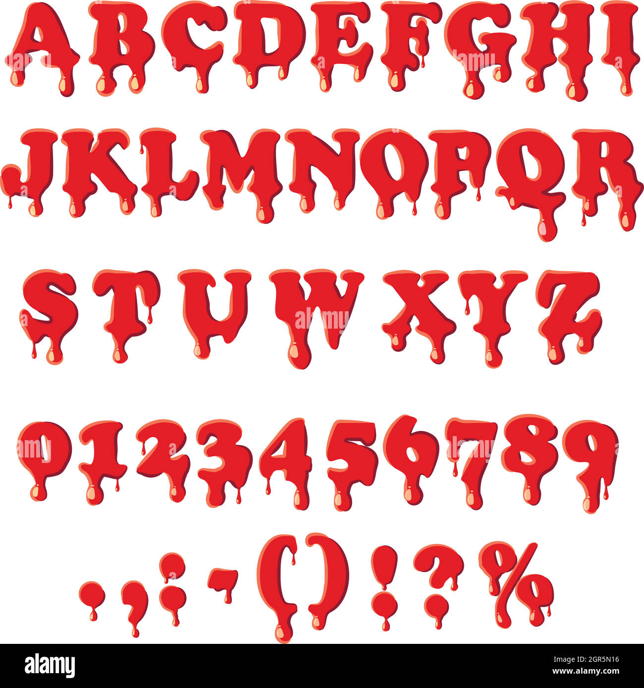 Bloody alphabet isolated on white background Stock Vector