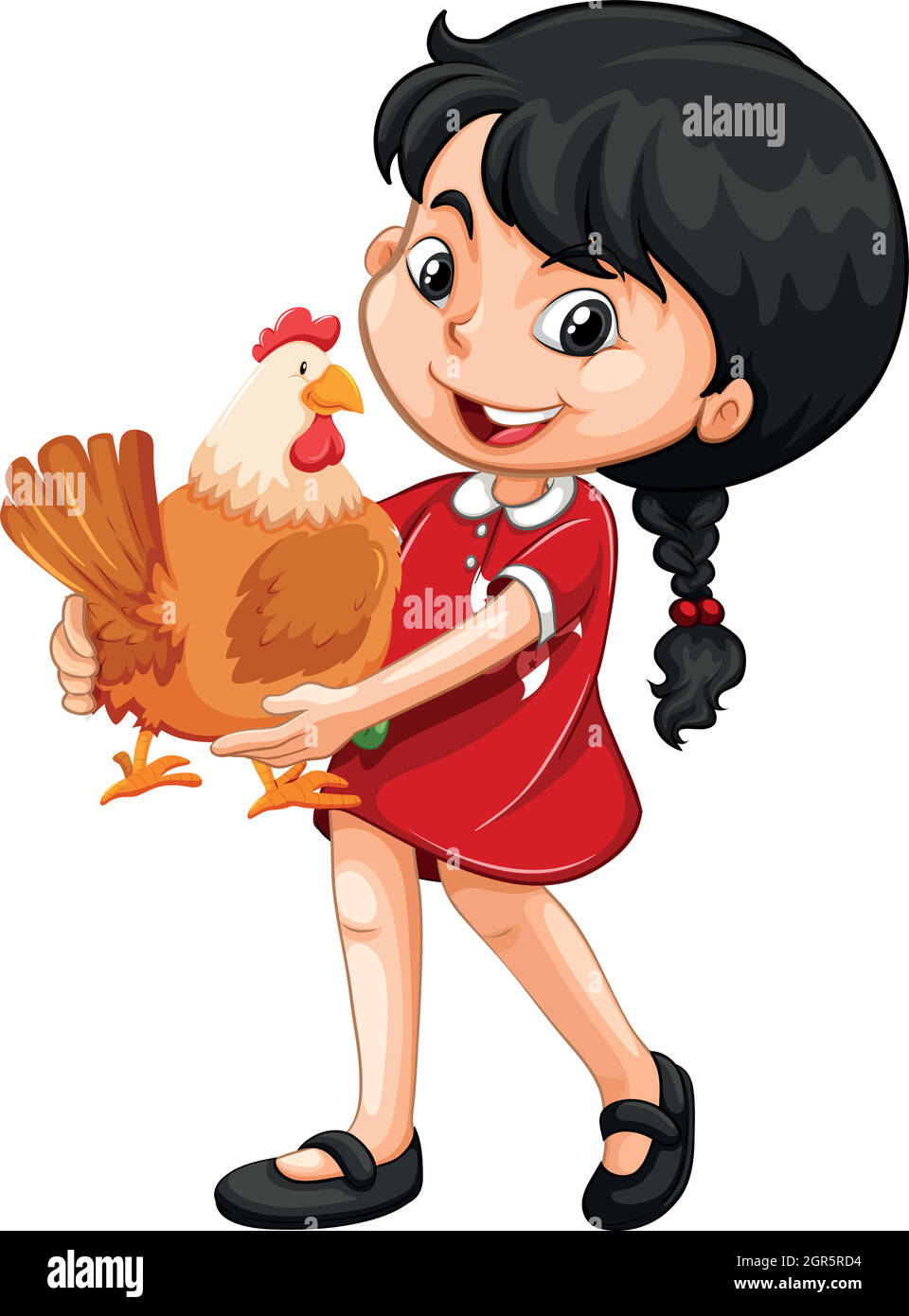 Little girl holding a chicken Stock Vector