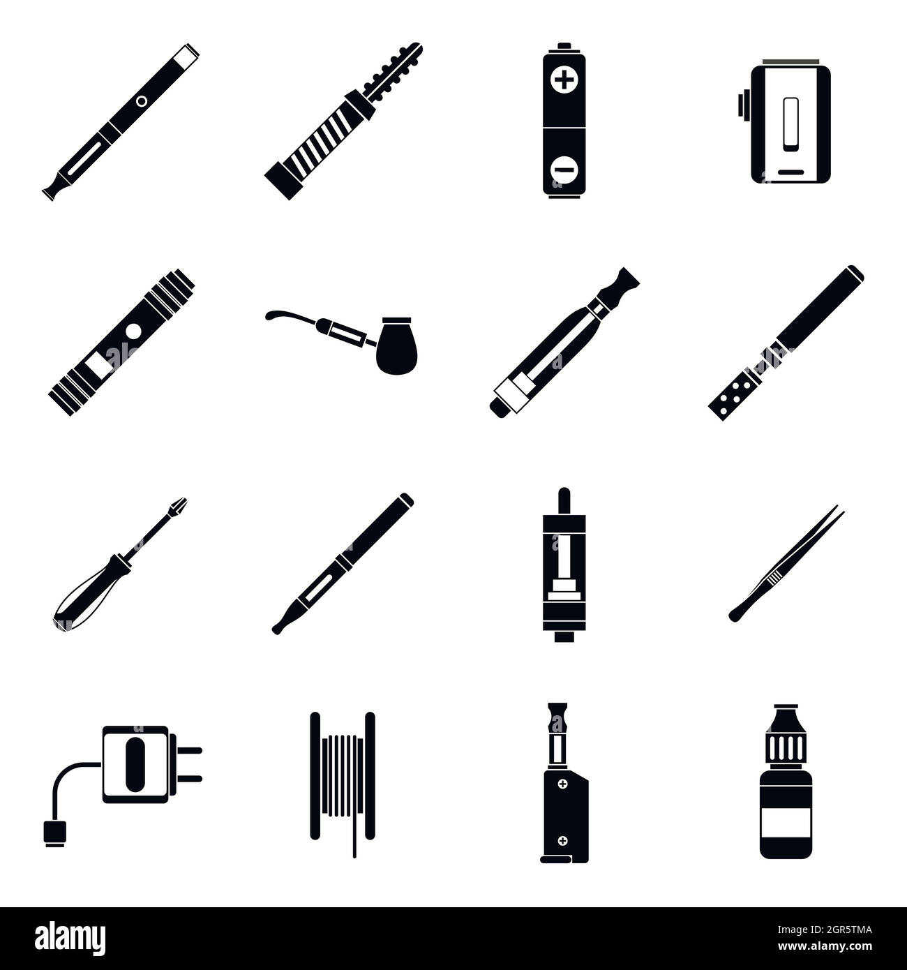 Vaping icons set, simple style Stock Vector