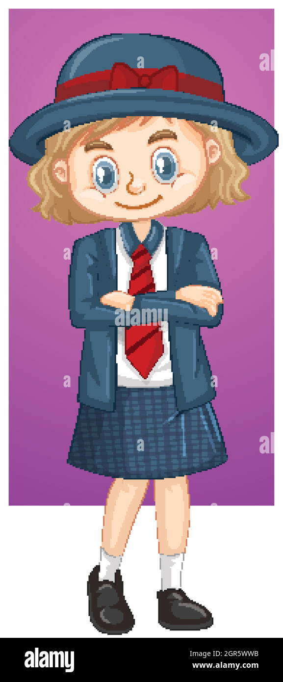Happy girl in school uniform Stock Vector Image & Art - Alamy