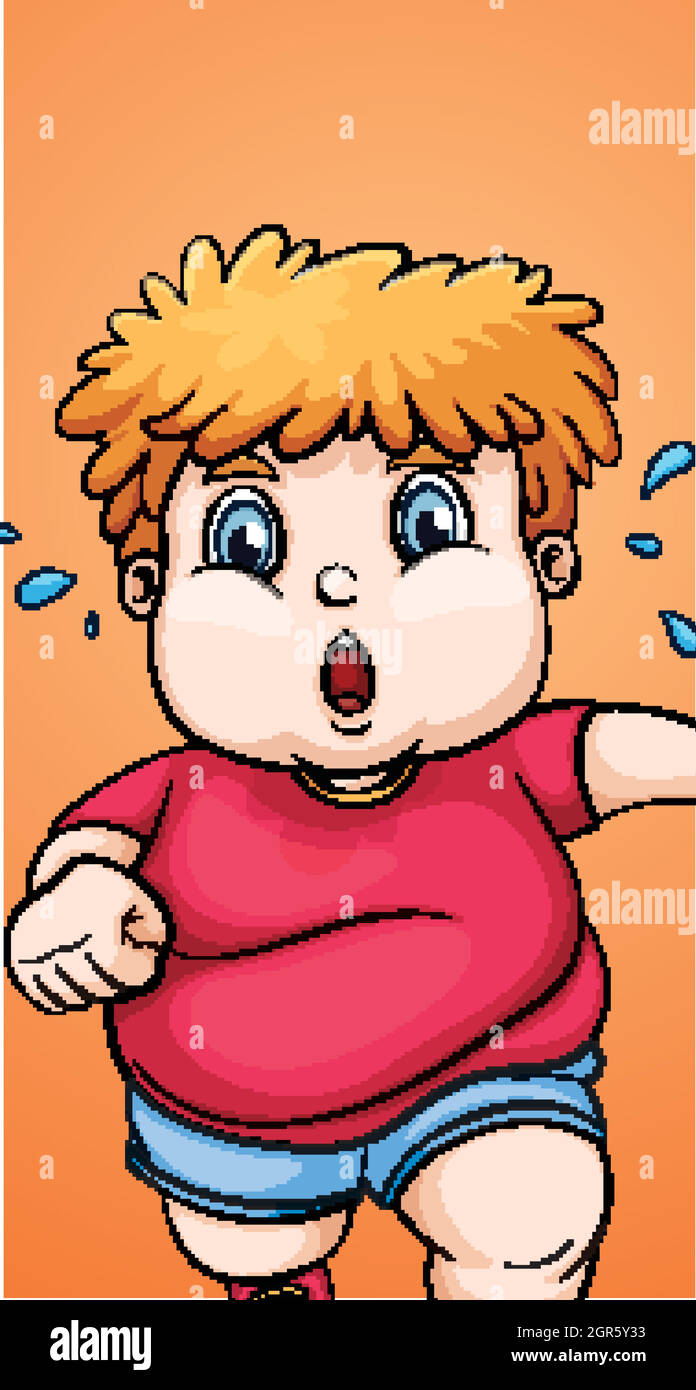 Fat boy running on yellow background Stock Vector Image & Art Alamy