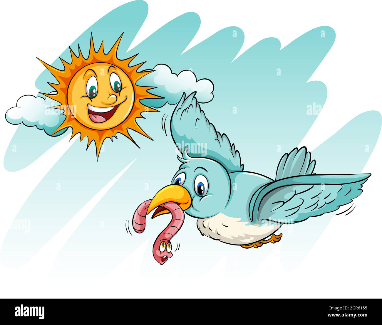 Early bird catching a worm Stock Vector