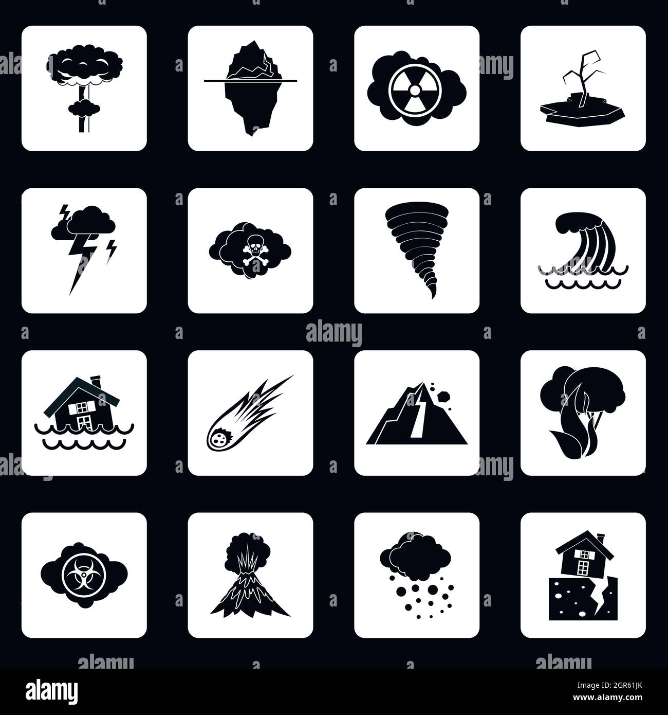 Natural disaster icons set, simple style Stock Vector