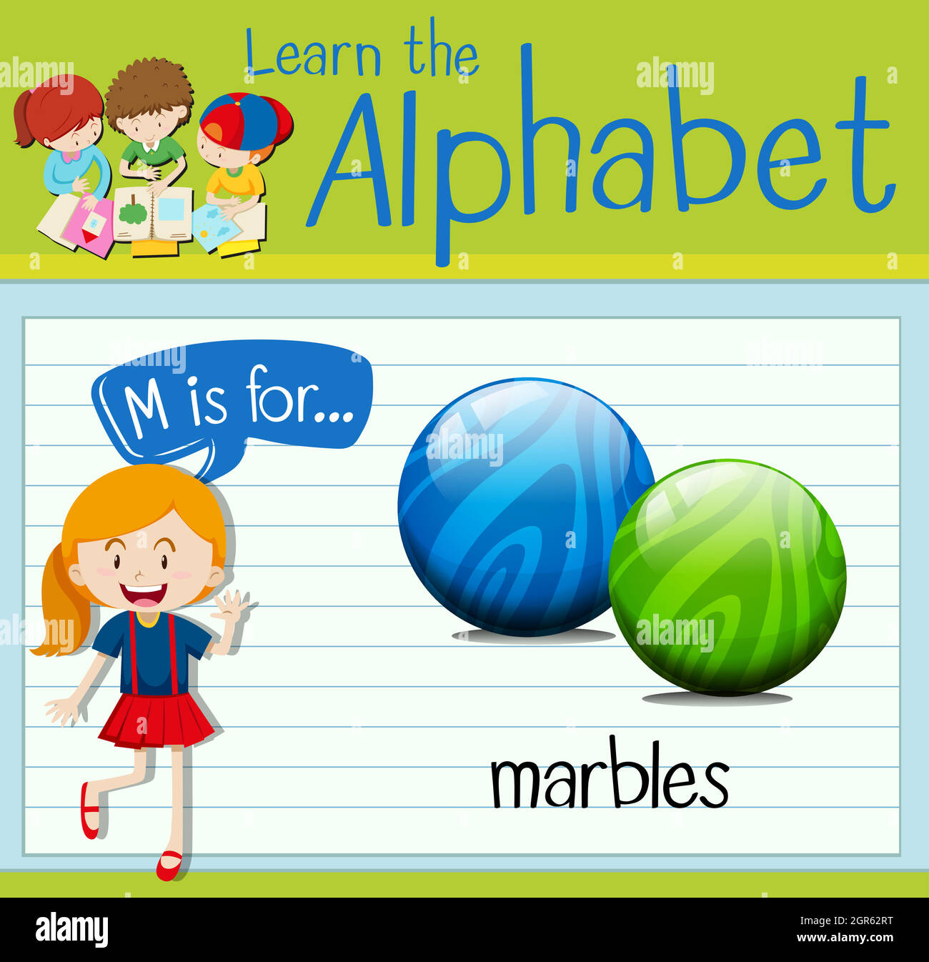 Flashcard letter M is for marbles Stock Vector