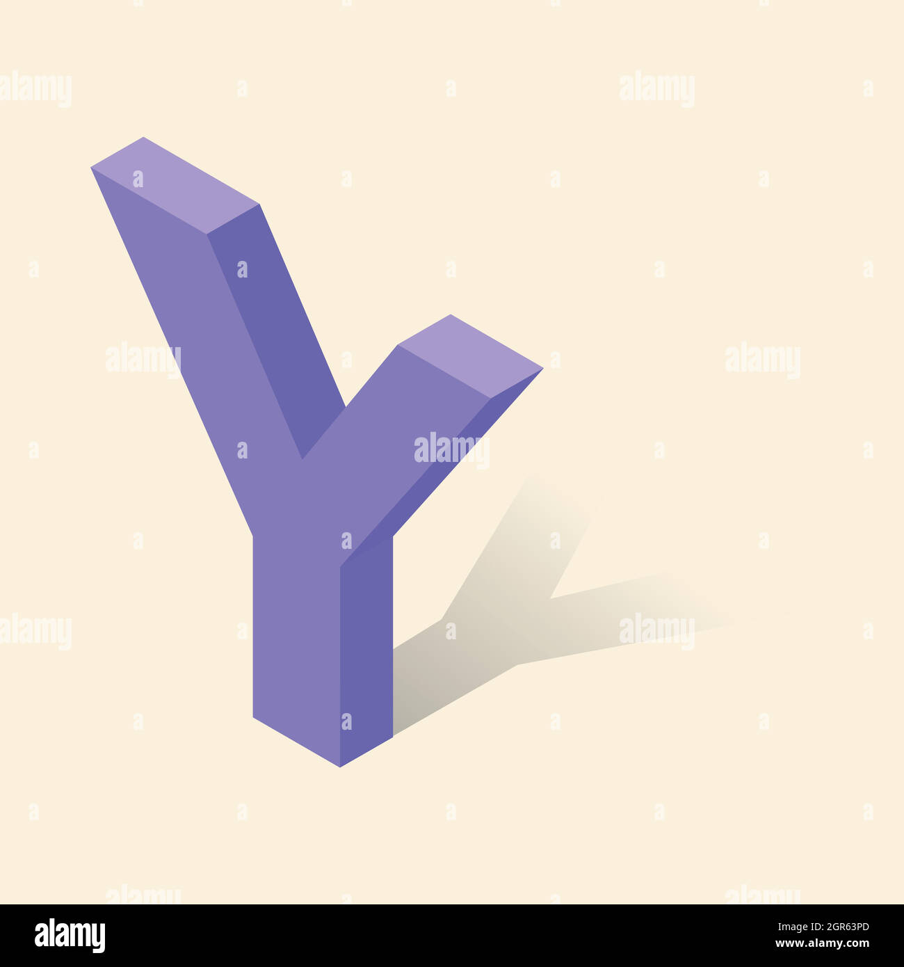 Y letter in isometric 3d style with shadow Stock Vector