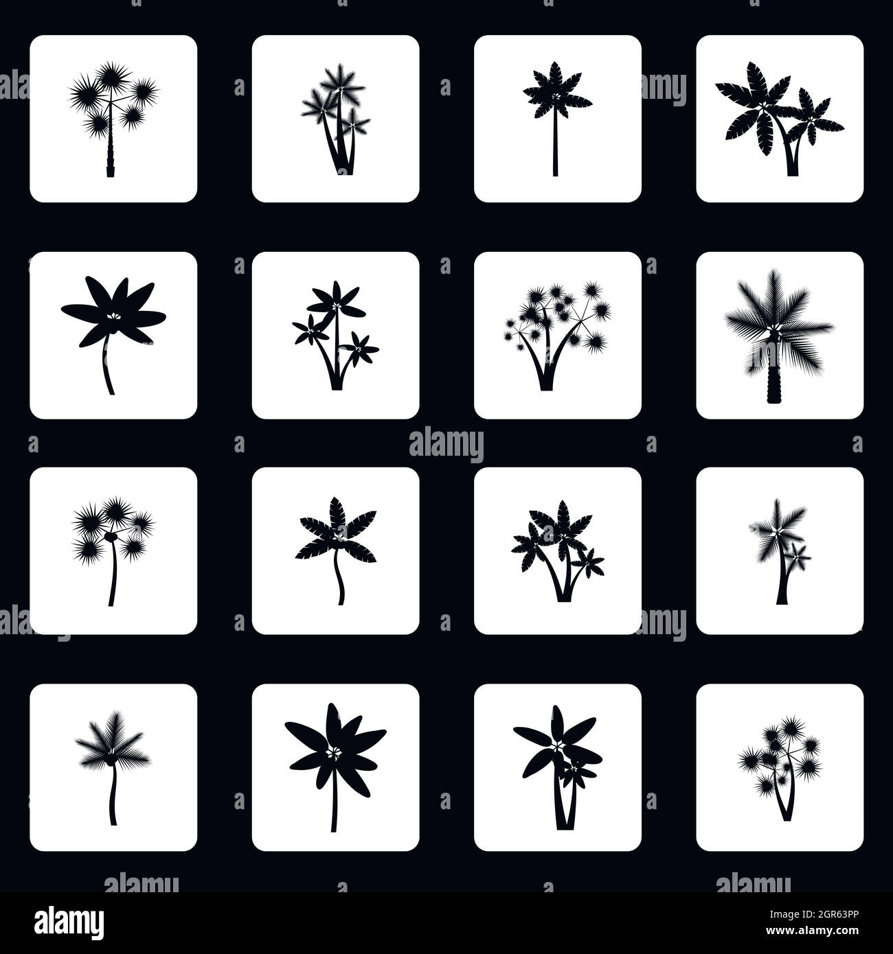 Palm icons set, simple style Stock Vector