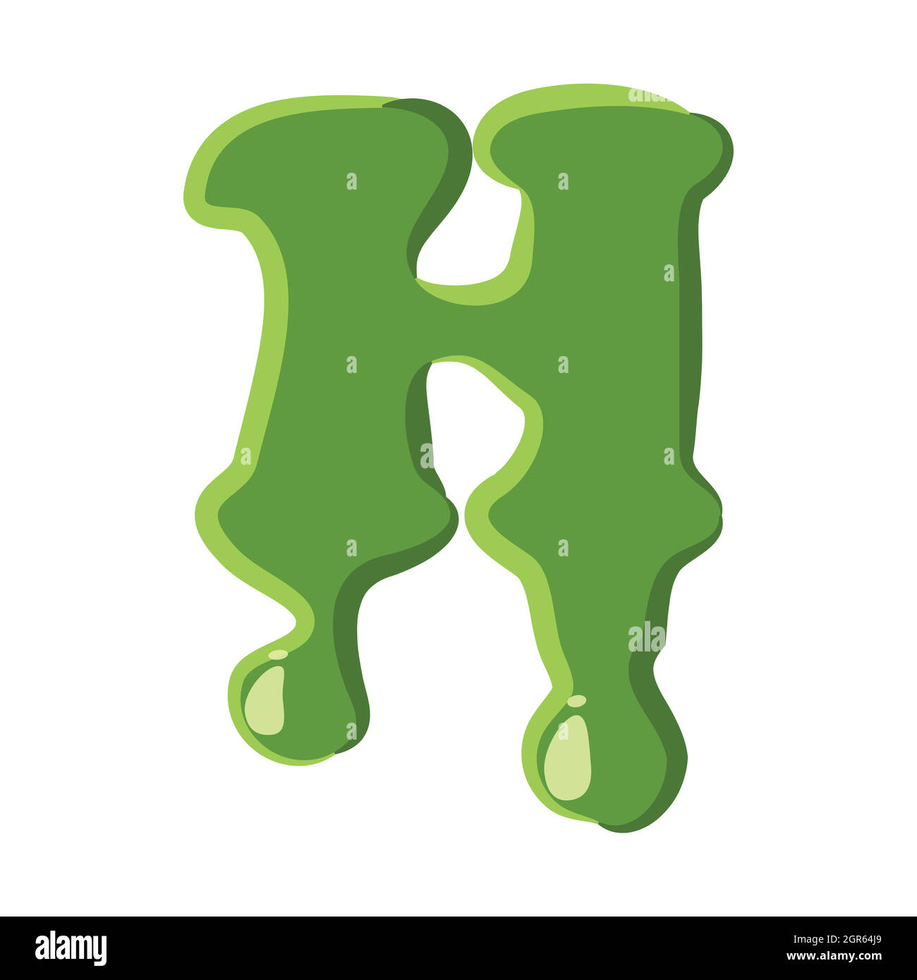 Letter H made of green slime Stock Vector