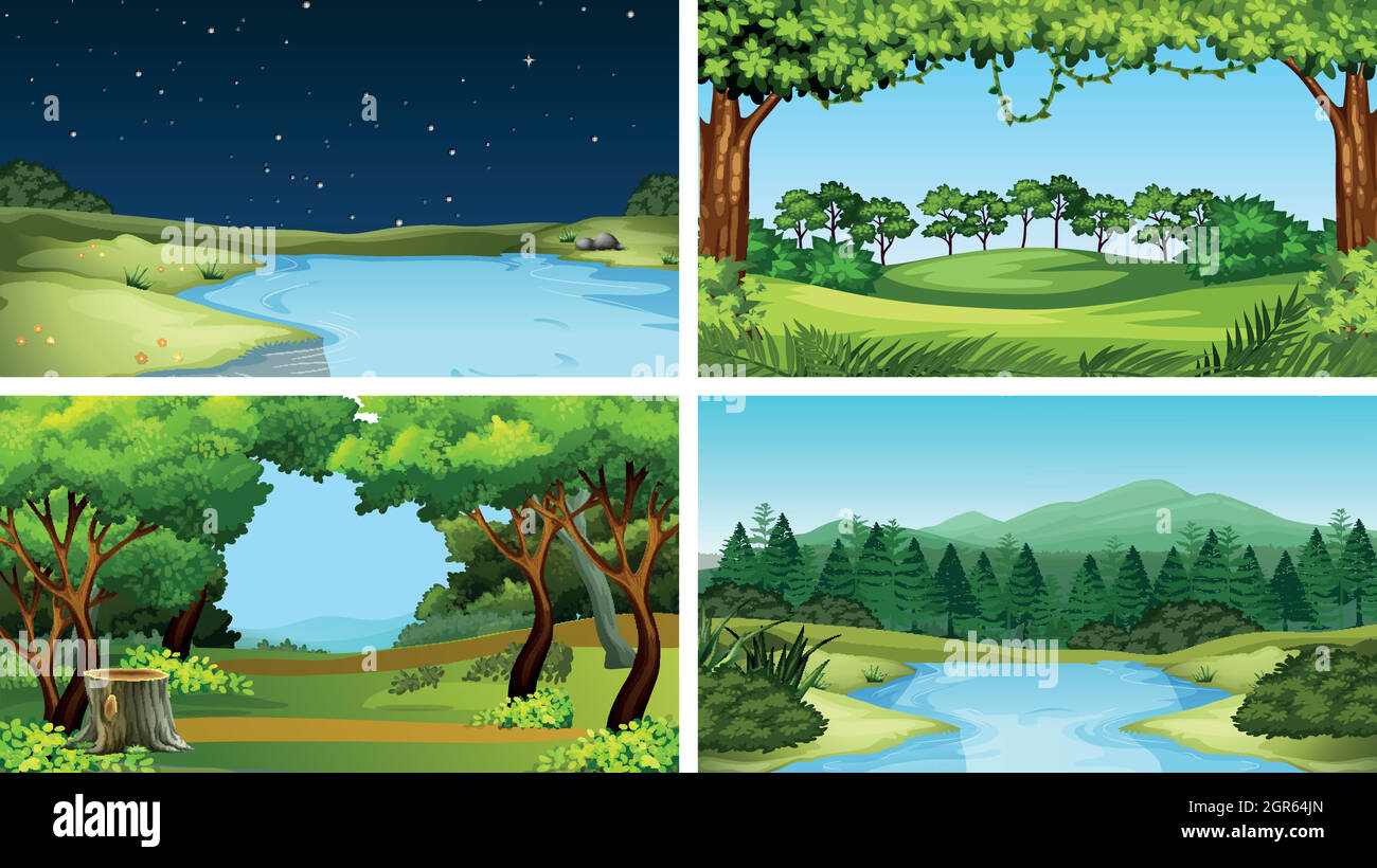 Set of nature landscape Stock Vector Image & Art - Alamy