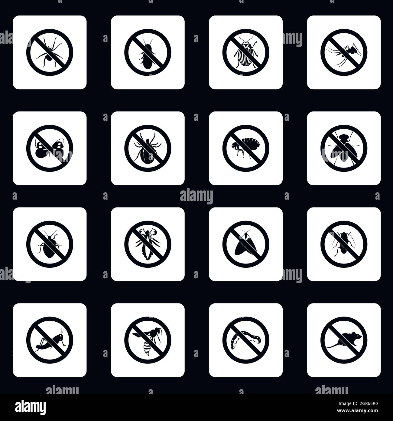 No insects sign icons set, simple style Stock Vector