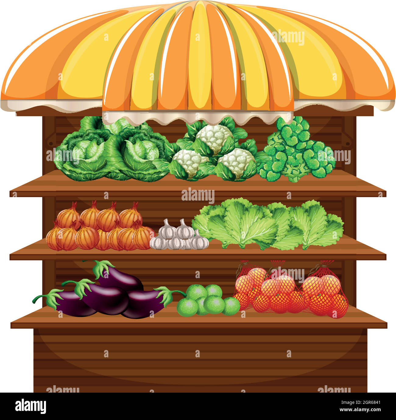 Vegetable on wooden shelf Stock Vector Image & Art - Alamy