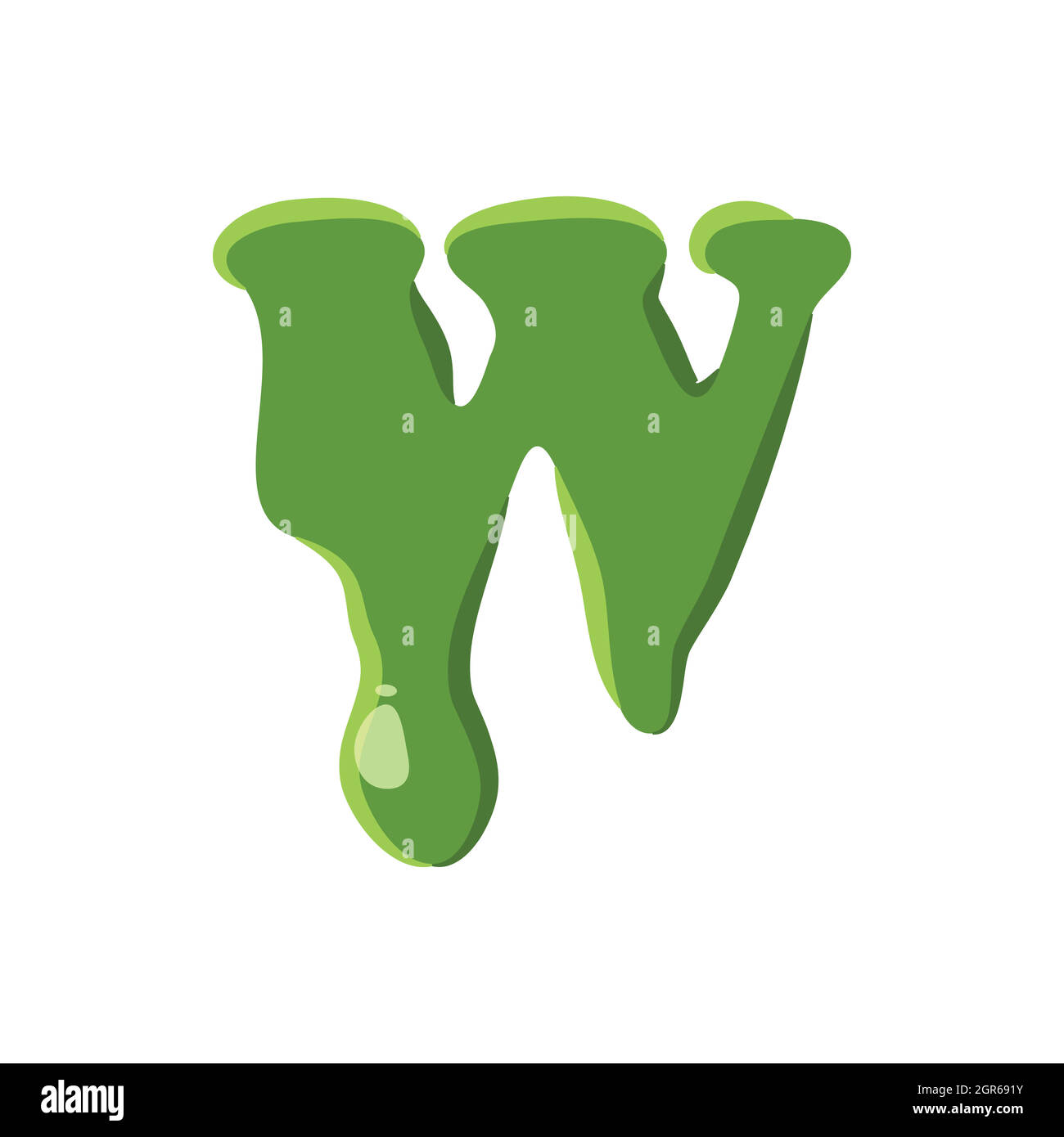 Letter W made of green slime Stock Vector