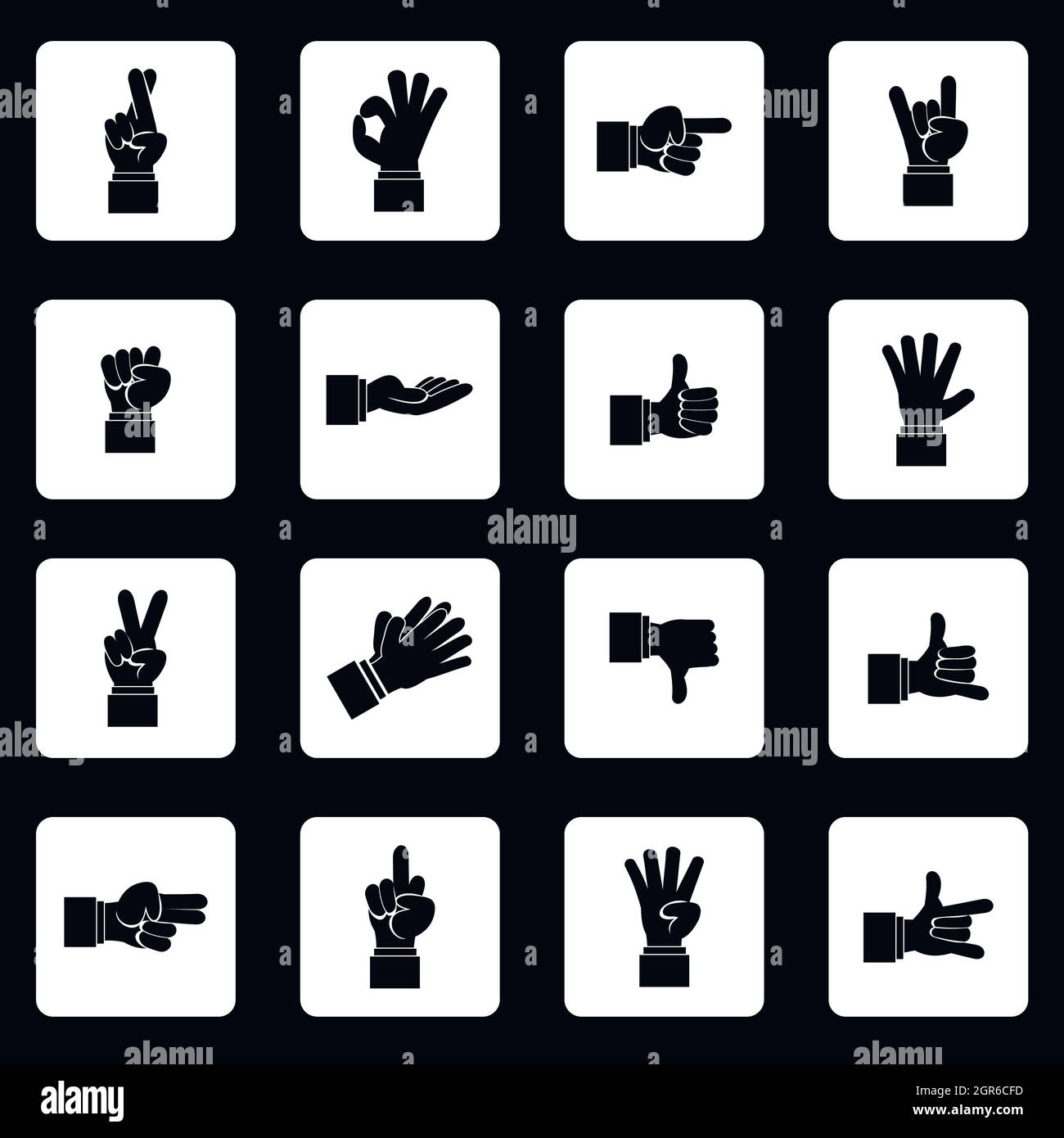 Hand gesture icons set, simple style Stock Vector