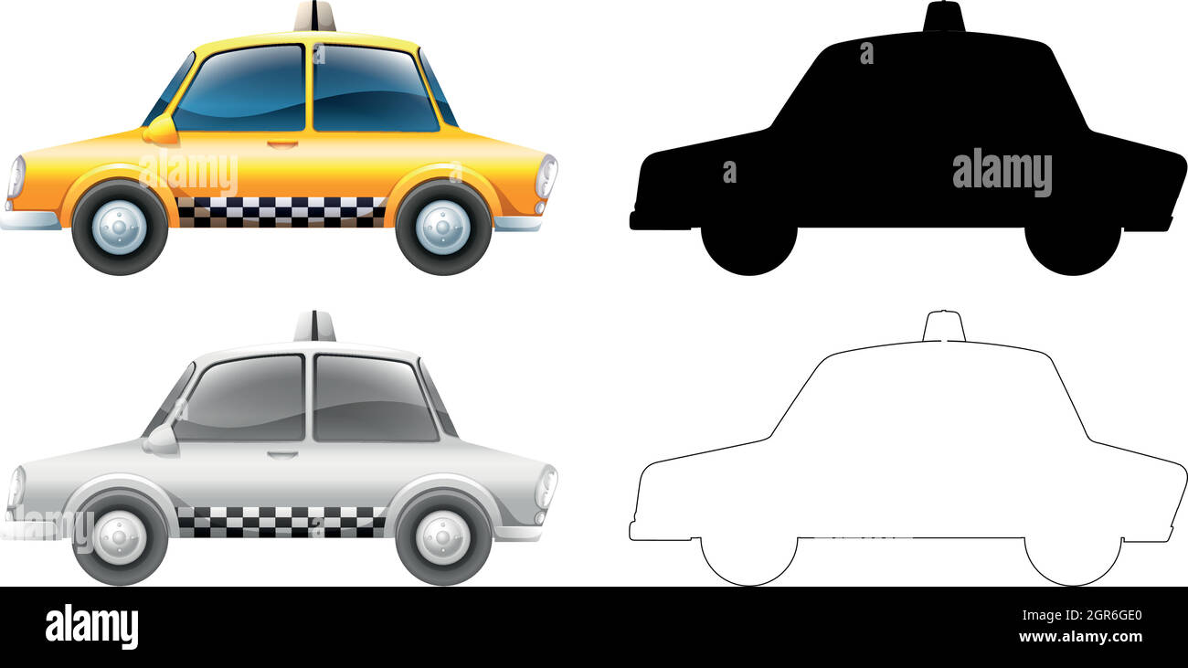 Set of taxi car Stock Vector