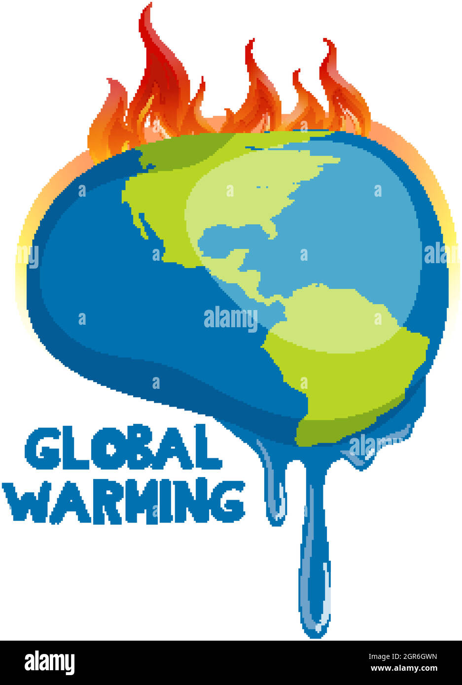Global warming poster with melting earth Stock Vector