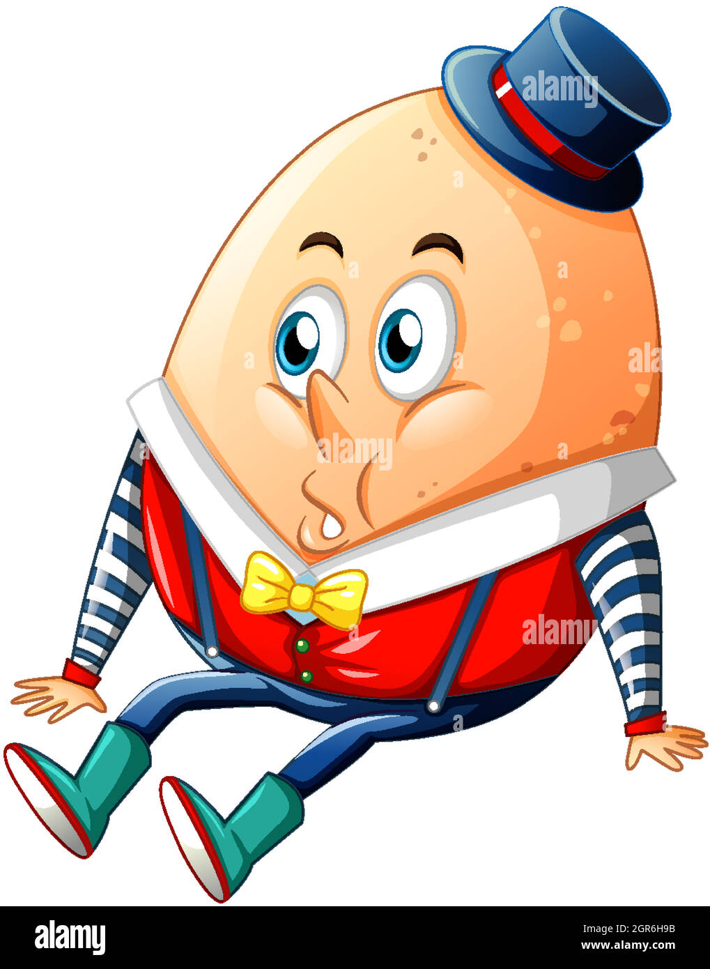Humpty dumpty egg cartoon character on white background Stock Vector
