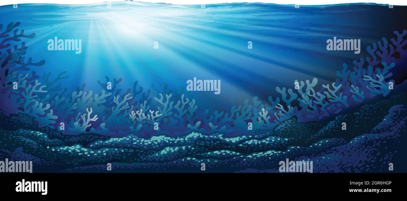 Underwater ocean scene background Stock Vector