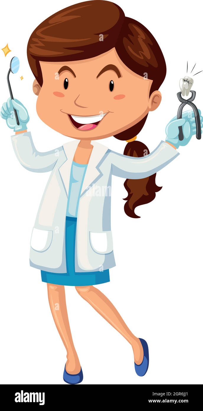 Female dentist with equipment Stock Vector