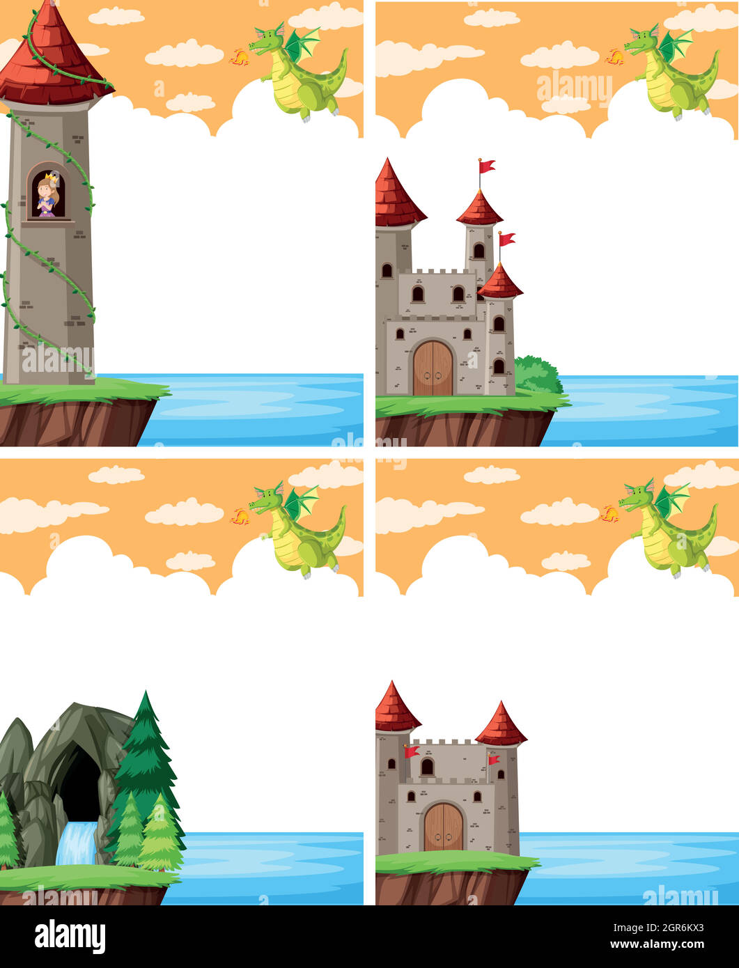 Dragon and the castle Stock Vector Image & Art - Alamy