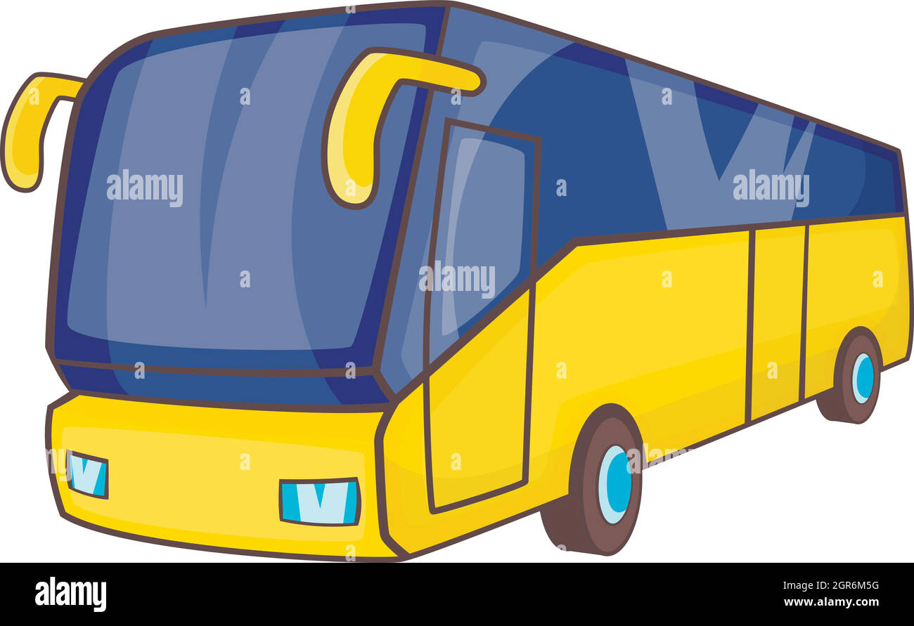 Yellow tourist bus icon, cartoon style Stock Vector
