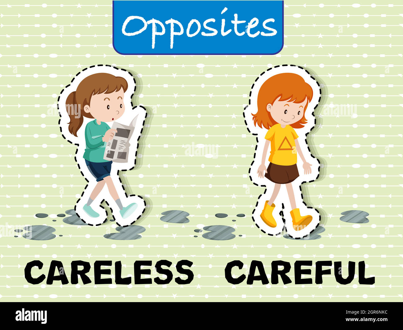 Careless and Careful Opposite Words Stock Vector