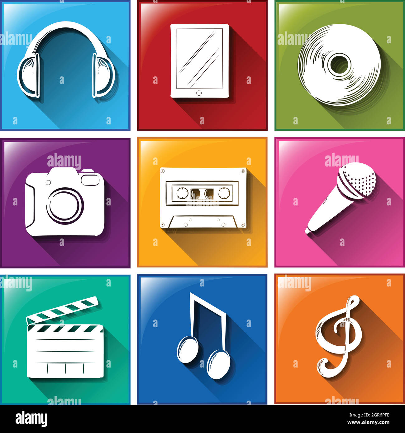 Icons with entertainment gadgets Stock Vector