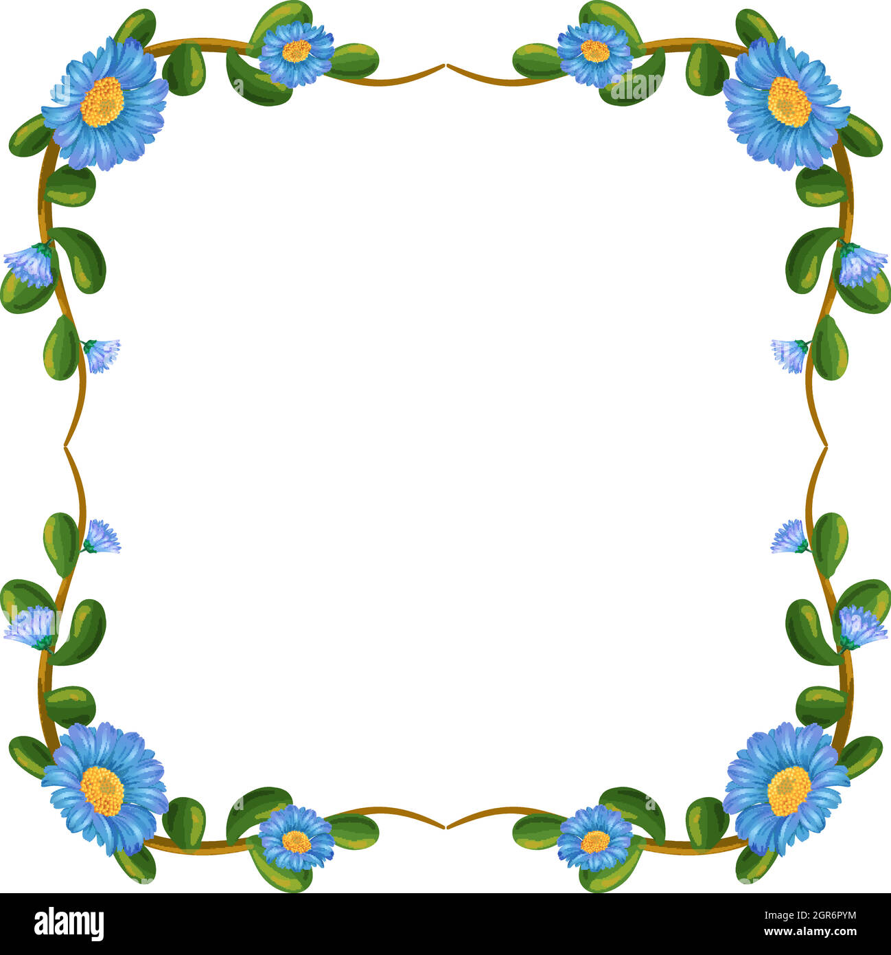 A border design with blue flowers Stock Vector