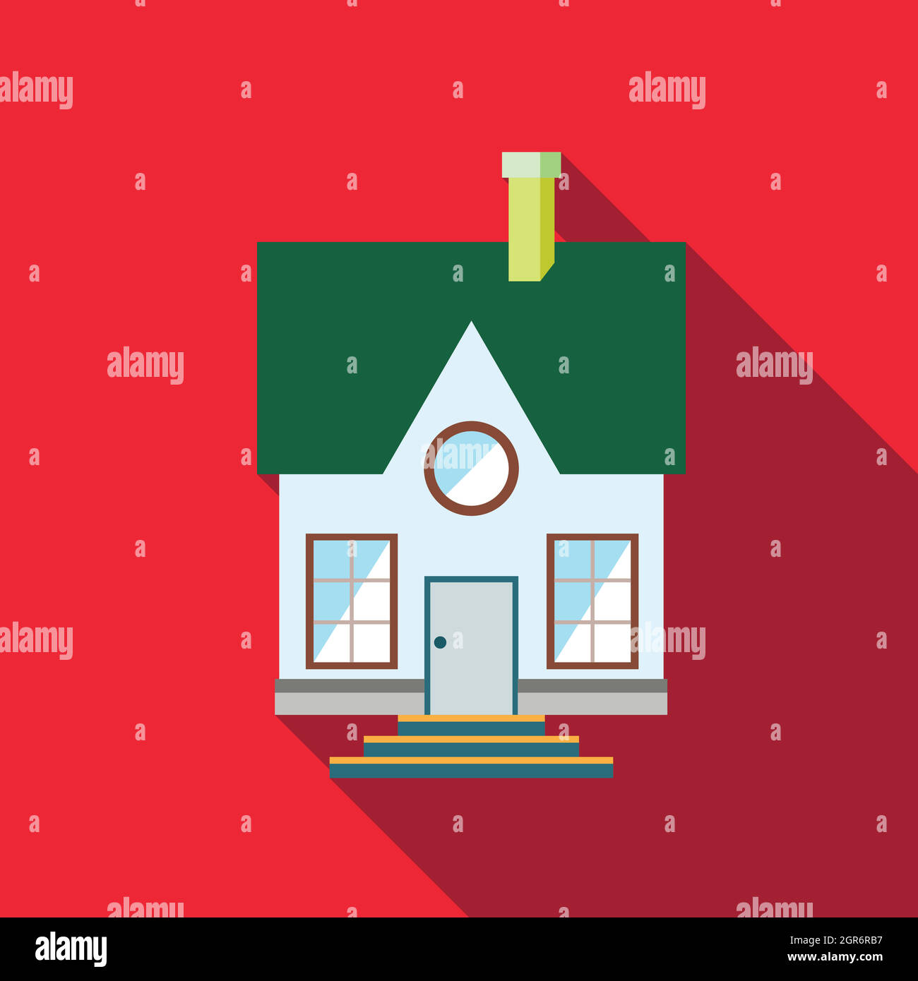 Small house with a green roof icon, flat style Stock Vector Image & Art ...