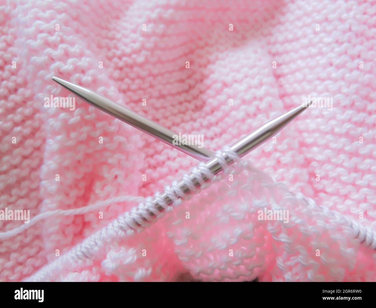 Knitting Project - Baby Blanket in Progress Stock Photo