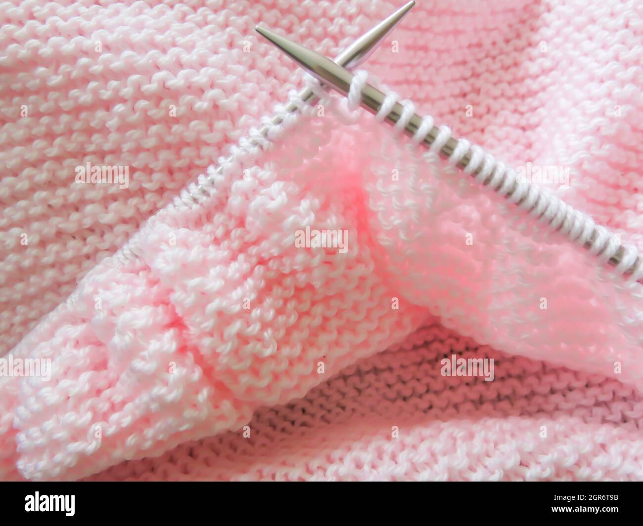 Knitting Project - Baby Blanket in Progress Stock Photo