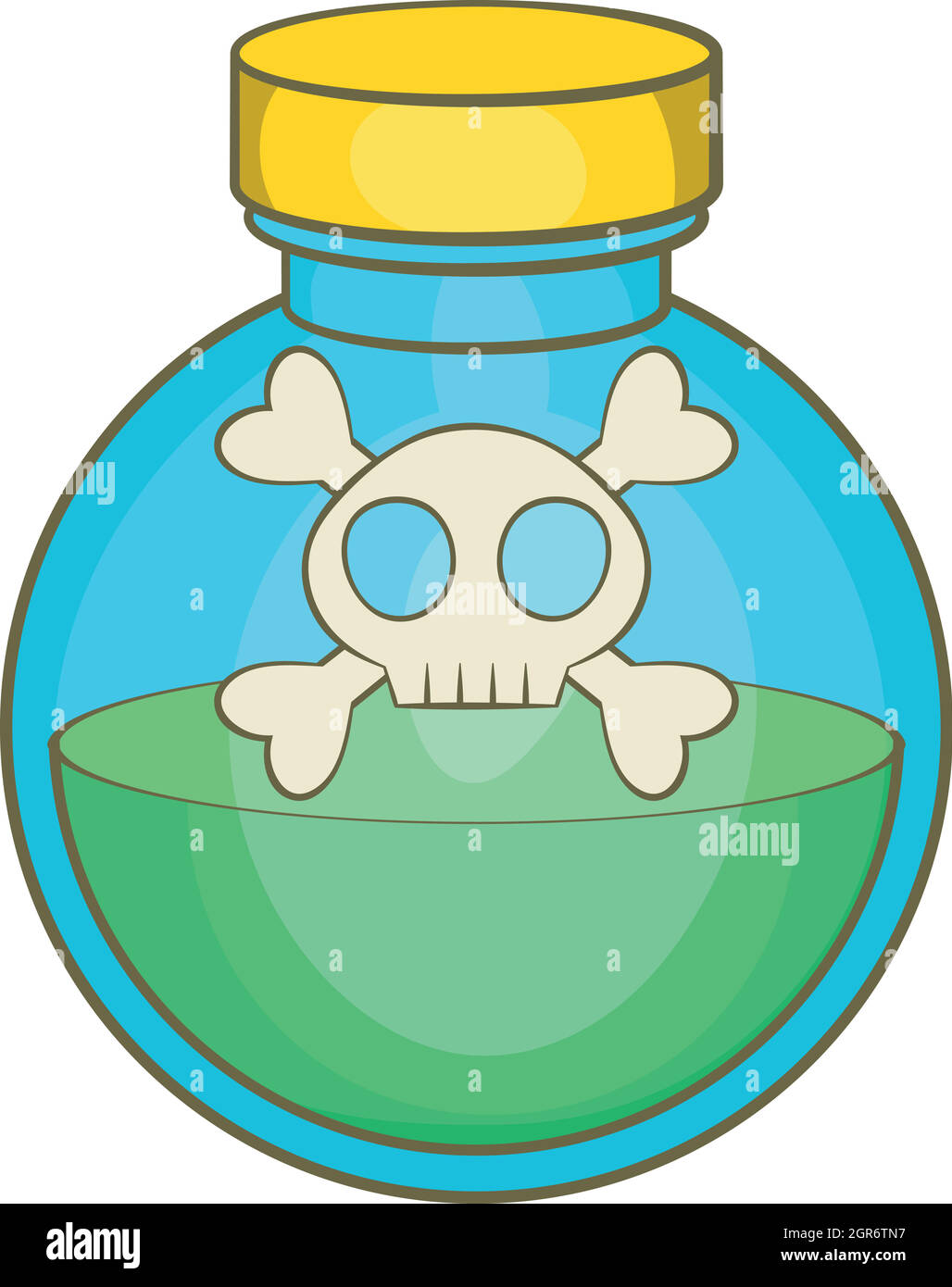Glass bottle of green poison icon, cartoon style Stock Vector Image