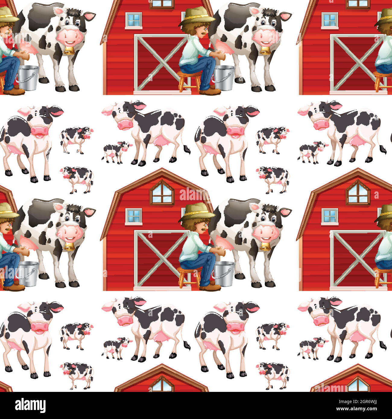 Cow Background Vector Seamless background with cows and farmers Stock Vector Image & Art - Alamy
